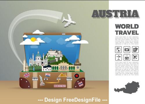 Austria travel cartoon illustration vector