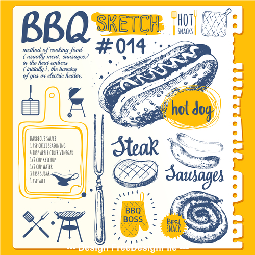 BBQ sketch illustration vector