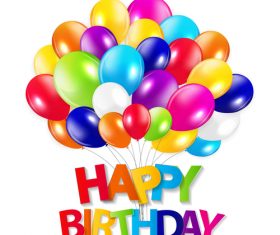 Beautiful balloons with birthday background vector free download