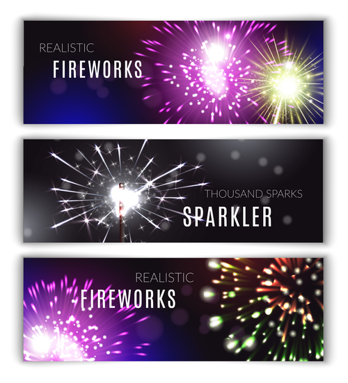 Banner fireworks vector