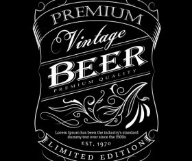 Beer label hand drawn frame blackboard vector illustration