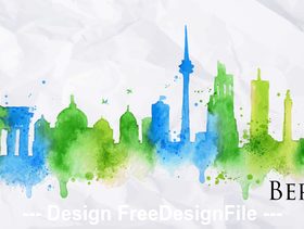 Berlin watercolor city silhouette vector