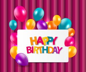 Birthday card and colorful balloons background vector