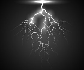 Black and white lightning on a dark background vector