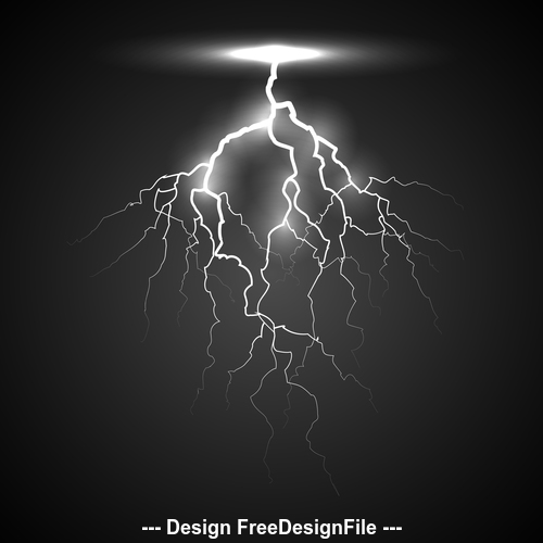 Black and white lightning on a dark background vector