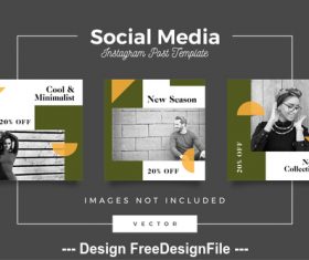 Black and white photo social media template vector