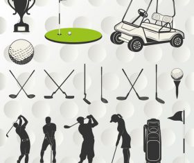 Black and white silhouette golf element vector