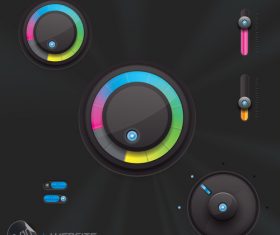 Black interface button design element vector