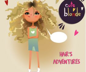 Blonde curles girl vector
