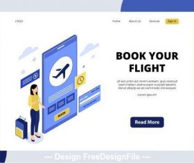 Book your flight isometric page vector