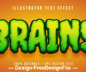 Brains editable font effect text vector