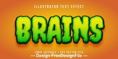 Brains editable font effect text vector