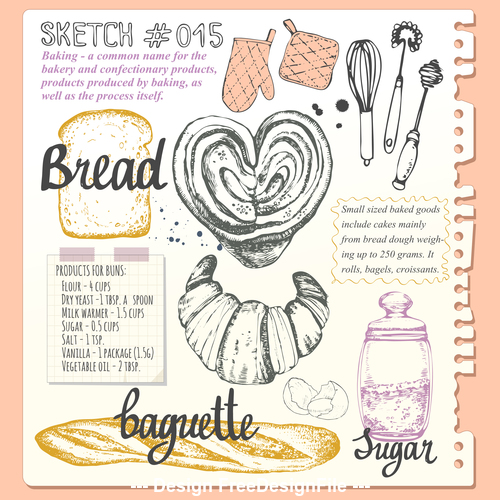 Bread sketch illustration vector