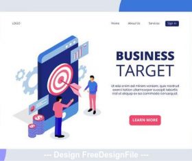 Business target isometric page vector