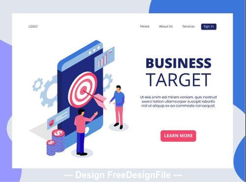 Business target isometric page vector