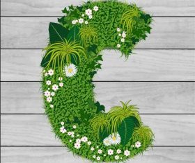 C floral letters vector