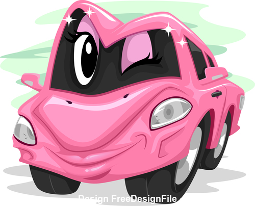 Car lady cartoon vector