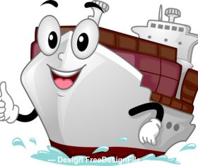 Cargo ship cartoon vector