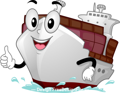 Cargo ship cartoon vector
