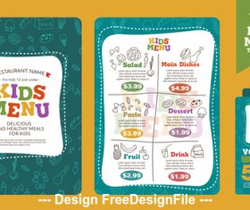Cartoon cover kids menu vector