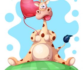Cartoon cow and Heart balloon vector
