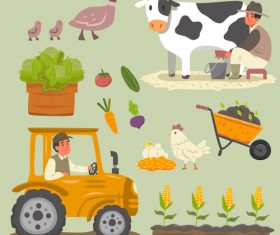 Cartoon illustration farm element vector