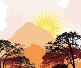 Cartoon nature silhouette background vector