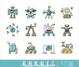 Cartoon robot icon vector