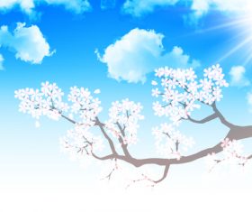 Cherry blossom under blue sky vector