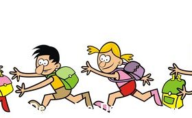 Children and schoolbag vector