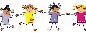 Children holding hands vector