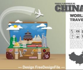 China travel cartoon illustration vector
