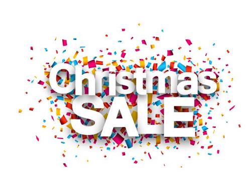 Christmas sale font and confetti vector