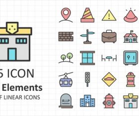 City elements icon collection vector