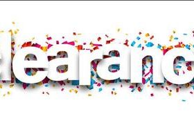 Clearance font and confetti vector