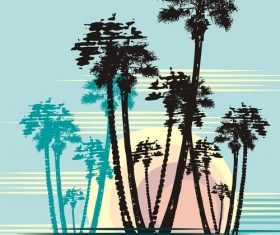 Coconut tree silhouette background vector