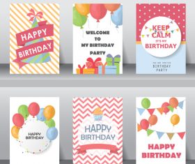 Collection birthday greeting card vector