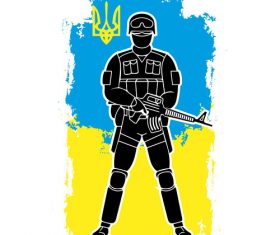 Colorful background soldier silhouette vector