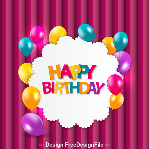 Colorful balloons birthday card vector free download