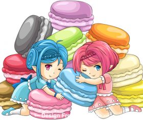 Comic girl and food vector