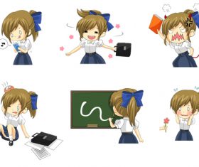 Comic school girl vector