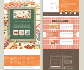 Cooking single page website design template vector