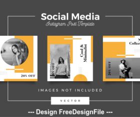Cool minimalist social media template vector