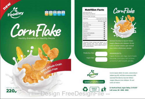 Corn flake package template vector