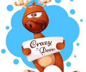 Crazy deer cartoon vector