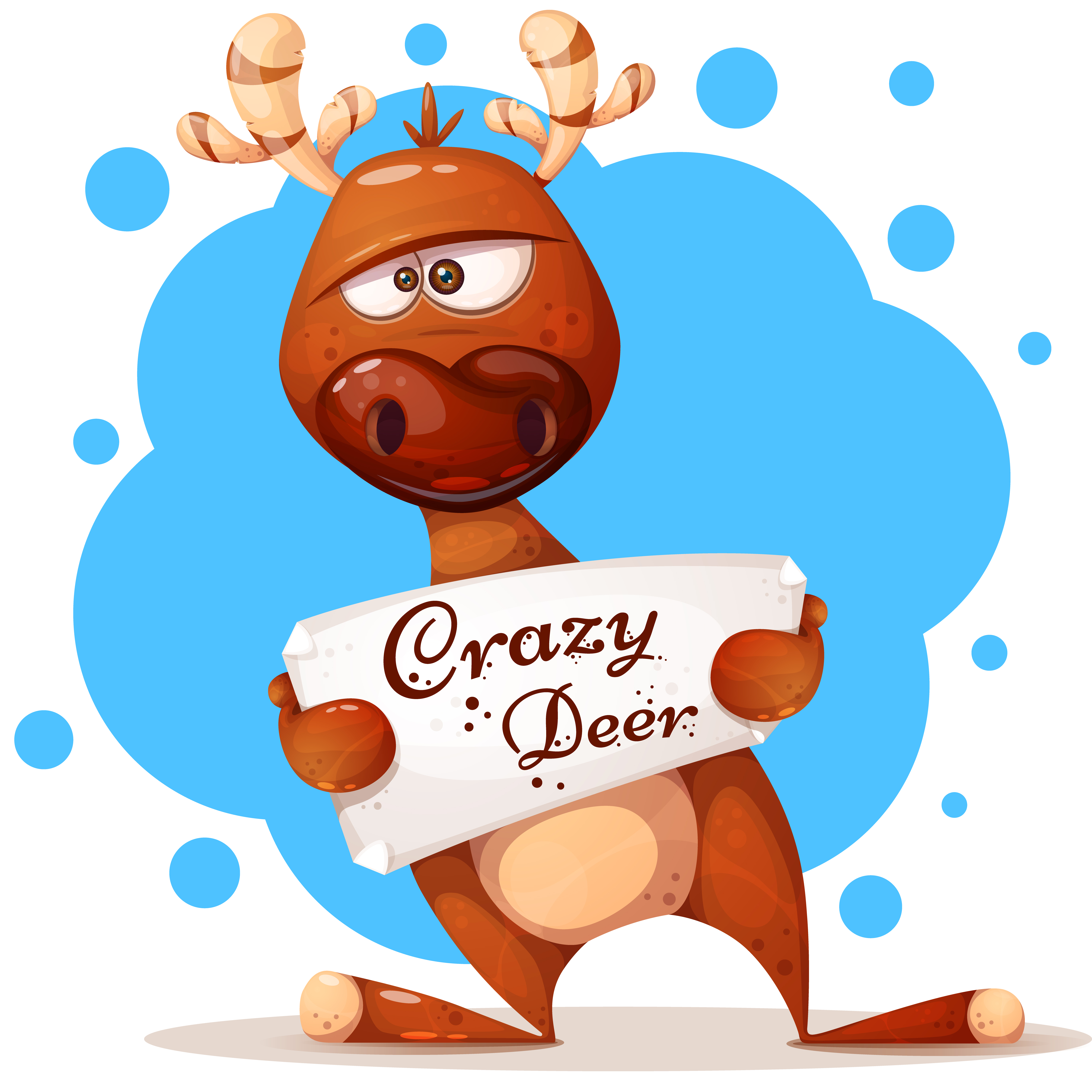 Crazy deer cartoon vector