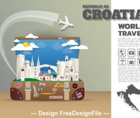 Croatia travel cartoon illustration vector