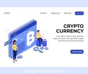 Crypto currency isometric page vector