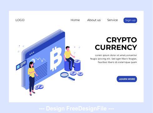 Crypto currency isometric page vector