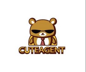 Cute agent bear logo vector